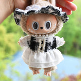 Maxbell Doll Clothes Photo Props Plush Doll Accessories Doll Outifits for 17cm Dolls Black white