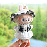 Maxbell Doll Clothes Photo Props Plush Doll Accessories Doll Outifits for 17cm Dolls Black white