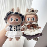 Maxbell Doll Clothes Photo Props Plush Doll Accessories Doll Outifits for 17cm Dolls Black white