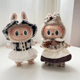 Maxbell Doll Clothes Photo Props Plush Doll Accessories Doll Outifits for 17cm Dolls Black white