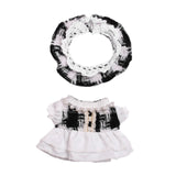 Maxbell Doll Clothes Photo Props Plush Doll Accessories Doll Outifits for 17cm Dolls Black white