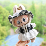 Maxbell Doll Clothes Photo Props Plush Doll Accessories Doll Outifits for 17cm Dolls Black white