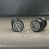 Maxbell 8x 1/64 Scale Wheels Simulation Model Car Wheels Tires for Diecast Car Model White