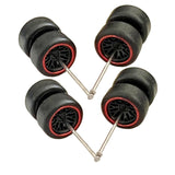 Maxbell 8x 1/64 Scale Wheels Simulation Model Car Wheels Tires for Diecast Car Model Red