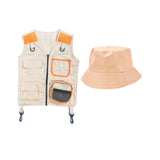 Maxbell Explorer Vest with Hat for Halloween Birthday Gift Boys Girls Hiking Orange