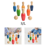 Maxbell Bowling Set for Kids Wood Bowling Game Props for Lawn Birthday Gift Play Toy S