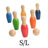 Maxbell Bowling Set for Kids Wood Bowling Game Props for Lawn Birthday Gift Play Toy S