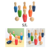 Maxbell Bowling Set for Kids Wood Bowling Game Props for Lawn Birthday Gift Play Toy S