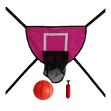 Maxbell Maxbell Trampoline Basketball Hoop Outdoor Goal Game Lightweight Backboard Rose Red with a ball