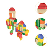 Maxbell 50 Pieces Wooden Building Blocks Kids Stacking Games for Boys Girls Children