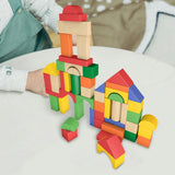 Maxbell 50 Pieces Wooden Building Blocks Kids Stacking Games for Boys Girls Children