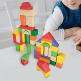 Maxbell 50 Pieces Wooden Building Blocks Kids Stacking Games for Boys Girls Children