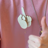Maxbell Maxbell Funny Wooden Finger Brooch Men Women Brooch Decorative for Shirt Coat Cape
