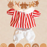 Maxbell Doll Top and Pants Doll Clothes for 17cm Pendant Dolls Girls Dolls Baby Doll red stripes