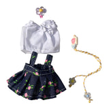 Mini 6 inch Doll Clothes Set Costume Soft for Pendant Doll Age 5-7 8-10 Kids denim print skirt