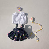 Mini 6 inch Doll Clothes Set Costume Soft for Pendant Doll Age 5-7 8-10 Kids denim print skirt