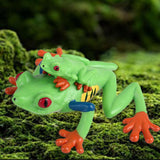 Frog Figurines Toy Frog Animal Sculpture Photo Props Teaching Aids Bath Toys 3cmx5.5cmx7cm