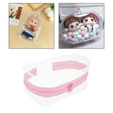 Mini Doll Storage Bag Dustproof PVC Clear Figure Display Bag for Mini Figure Pink