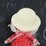 Doll Woven Ratten Hats Girls Gift Doll Outifits for Doll Plush Doll Boy Girl light beige