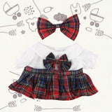 Maxbell 2Pcs Dolls Dress Suit with Bow Tie Hair Clip for 38cm Dolls Children's Gifts A