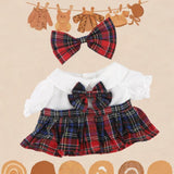 Maxbell 2Pcs Dolls Dress Suit with Bow Tie Hair Clip for 38cm Dolls Children's Gifts A