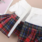 Maxbell 2Pcs Dolls Dress Suit with Bow Tie Hair Clip for 38cm Dolls Children's Gifts A