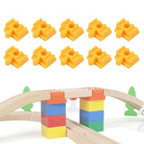 Maxbell 10Pcs Wood Train Track Adapter for Stem Kits Toy Building Set Building Games Yellow