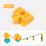 Maxbell 10Pcs Wood Train Track Adapter for Stem Kits Toy Building Set Building Games Yellow