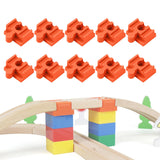 Maxbell 10Pcs Wood Train Track Adapter for Stem Kits Toy Building Set Building Games Orange