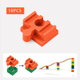 Maxbell 10Pcs Wood Train Track Adapter for Stem Kits Toy Building Set Building Games Orange