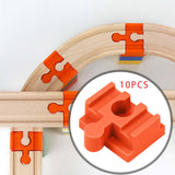 Maxbell 10Pcs Wood Train Track Adapter for Stem Kits Toy Building Set Building Games Orange