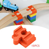 Maxbell 10Pcs Wood Train Track Adapter for Stem Kits Toy Building Set Building Games Orange