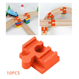 Maxbell 10Pcs Wood Train Track Adapter for Stem Kits Toy Building Set Building Games Orange