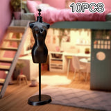 Maxbell 10 Pieces 1:6 Dollhouse Miniature Mannequin Stand for Sewing Jewelry Display Black