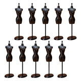 Maxbell 10 Pieces 1:6 Dollhouse Miniature Mannequin Stand for Sewing Jewelry Display Black