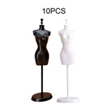 Maxbell 10 Pieces 1:6 Dollhouse Miniature Mannequin Stand for Sewing Jewelry Display Black