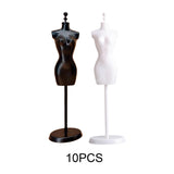 Maxbell 10 Pieces 1:6 Dollhouse Miniature Mannequin Stand for Sewing Jewelry Display Black