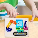 Maxbell Wooden Puzzle Toy Preschool Toy Montessori Blocks for Children Boy Girl Kids Excavator