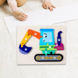 Maxbell Wooden Puzzle Toy Preschool Toy Montessori Blocks for Children Boy Girl Kids Excavator