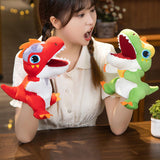 Maxbell Dinosaur Hand Puppet Comfortable Interesting Cognitive Development Plush Toy Red