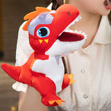 Maxbell Dinosaur Hand Puppet Comfortable Interesting Cognitive Development Plush Toy Red