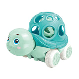 Maxbell Kids Friction Powered Vehicle Soft Rattle and Roll Truck for Kids Boys Girls Turtle Blue Green