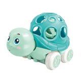 Maxbell Kids Friction Powered Vehicle Soft Rattle and Roll Truck for Kids Boys Girls Turtle Blue Green