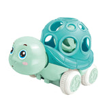 Maxbell Kids Friction Powered Vehicle Soft Rattle and Roll Truck for Kids Boys Girls Turtle Blue Green