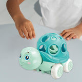 Maxbell Kids Friction Powered Vehicle Soft Rattle and Roll Truck for Kids Boys Girls Turtle Blue Green