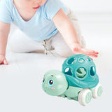 Maxbell Kids Friction Powered Vehicle Soft Rattle and Roll Truck for Kids Boys Girls Turtle Blue Green