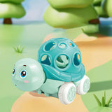 Maxbell Kids Friction Powered Vehicle Soft Rattle and Roll Truck for Kids Boys Girls Turtle Blue Green