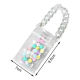 Maxbell Portable Doll Storage Case Cute Clear Clear Figure Display Bag Multi Purpose White with chain