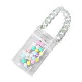 Maxbell Portable Doll Storage Case Cute Clear Clear Figure Display Bag Multi Purpose White with chain