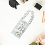 Maxbell Portable Doll Storage Case Cute Clear Clear Figure Display Bag Multi Purpose White with chain